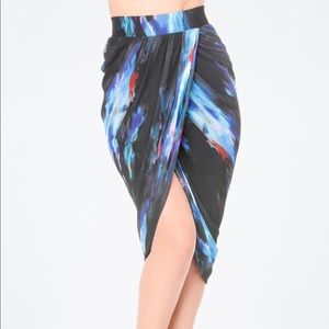 Bebe Mesh Draped Wrap Skirt